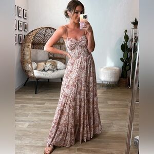 New Free People Sundrenched Printed Maxi Dress (Ivory Combo)